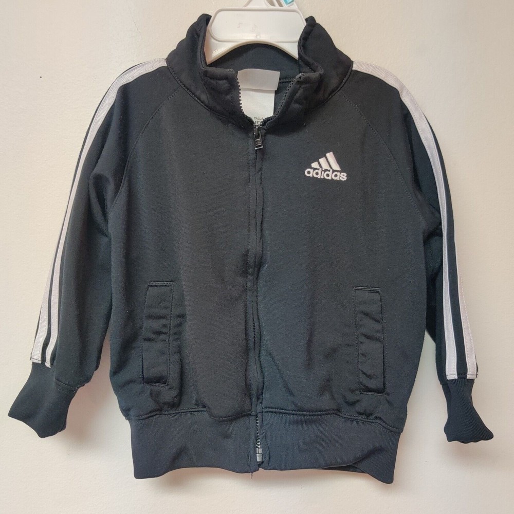 Adidas Track Jacket Toddler 18 Months Baby Trefoil Zip Up Black White 3 Stripes